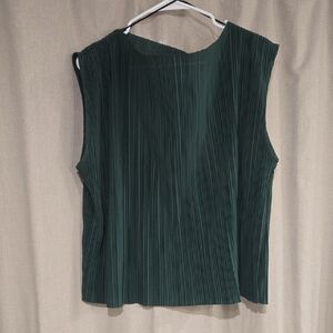 H&M Dark Green Pleated Blouse